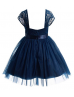 Cap Sleeves Navy Blue Lace Tulle Flower Girl Dress